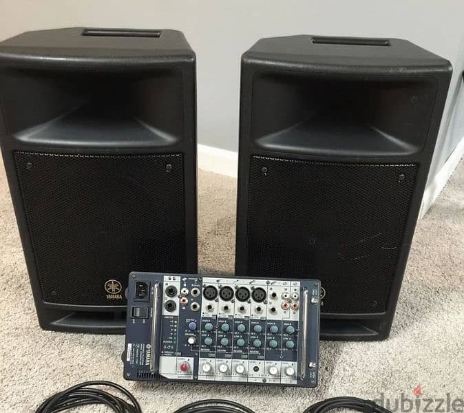 yamaha PA speaker with yamaha amplifier mixer 0