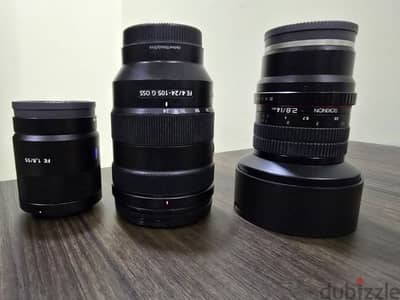 Sony Fullframe Lenses 24-105mm, 55mm, 14mm