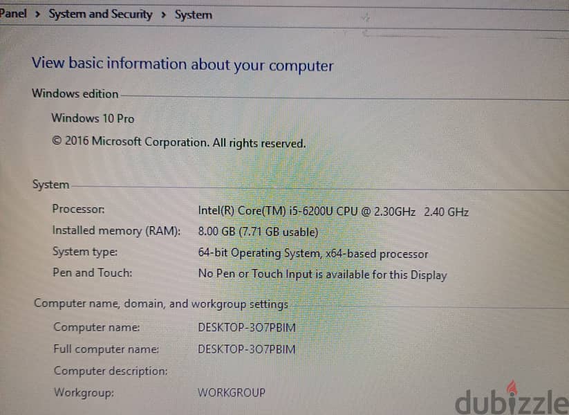 Hello i want to sale my laptop dell core i5 6th generation ram 8gb ss 5