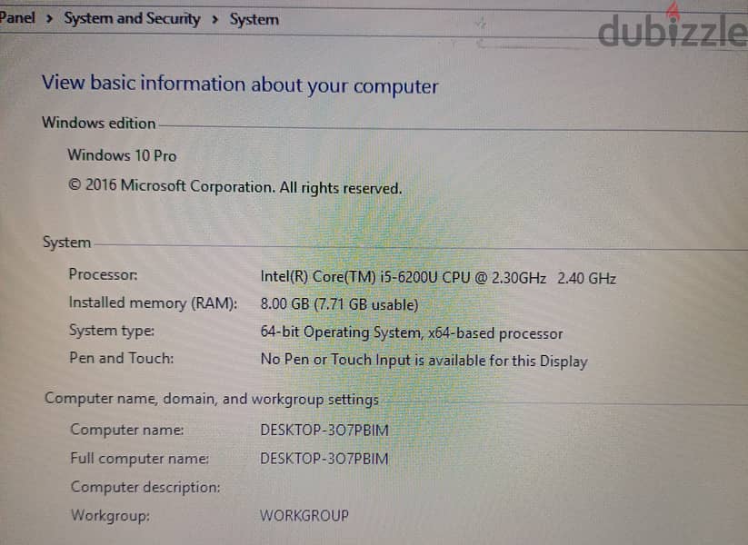 Hello i want to sale my laptop dell core i5 6th generation ram 8gb ss 1