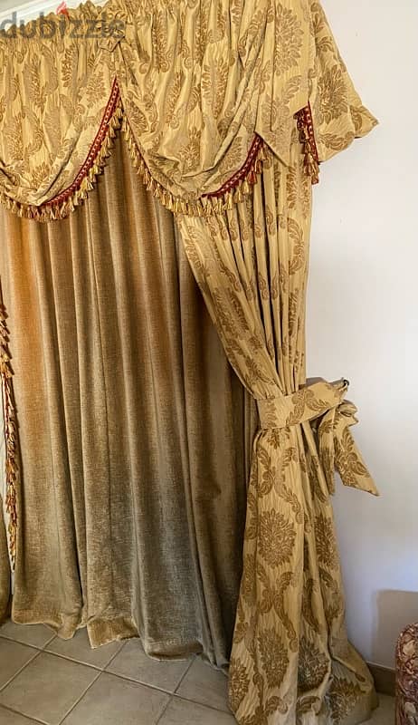 Curtain with top decor and Chiffon with tie back 1