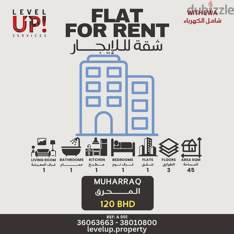 GOOD FLAT FOR RENT LOCATION MUHARRAQ REF A 001 0