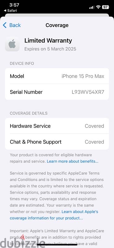 iPhone 15 pro max under warranty 3