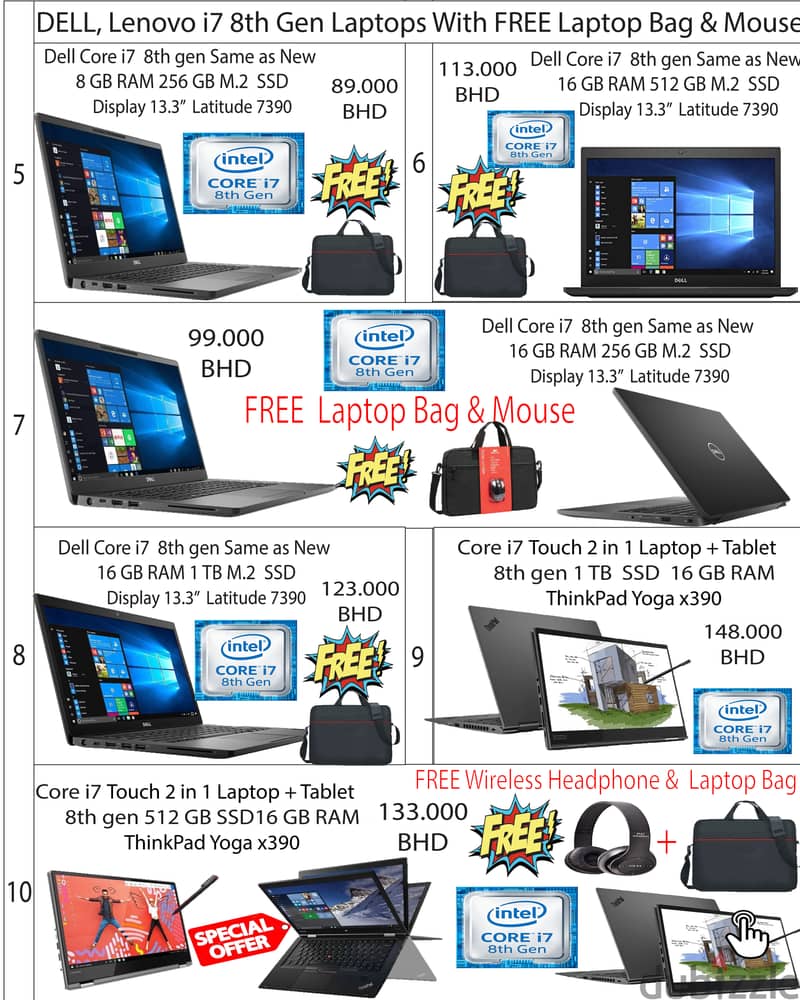 DELL,HP,Lenovo i7,i5 Laptops In Affordable Price FREE Laptop BAG,Mouse 1