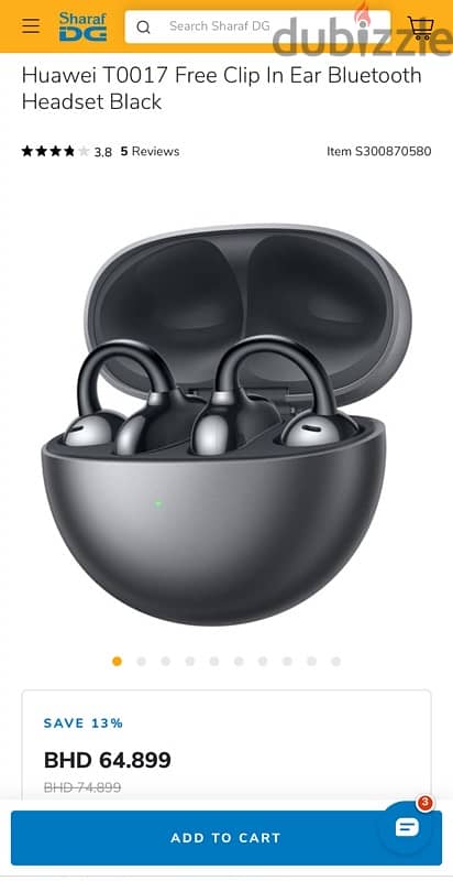 Huawei T0017 Free Clip In Ear Bluetooth Headset Black سماعات 1