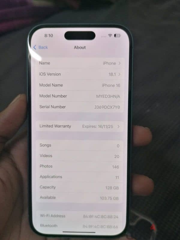 iPhone 16 128GB 3days old 6