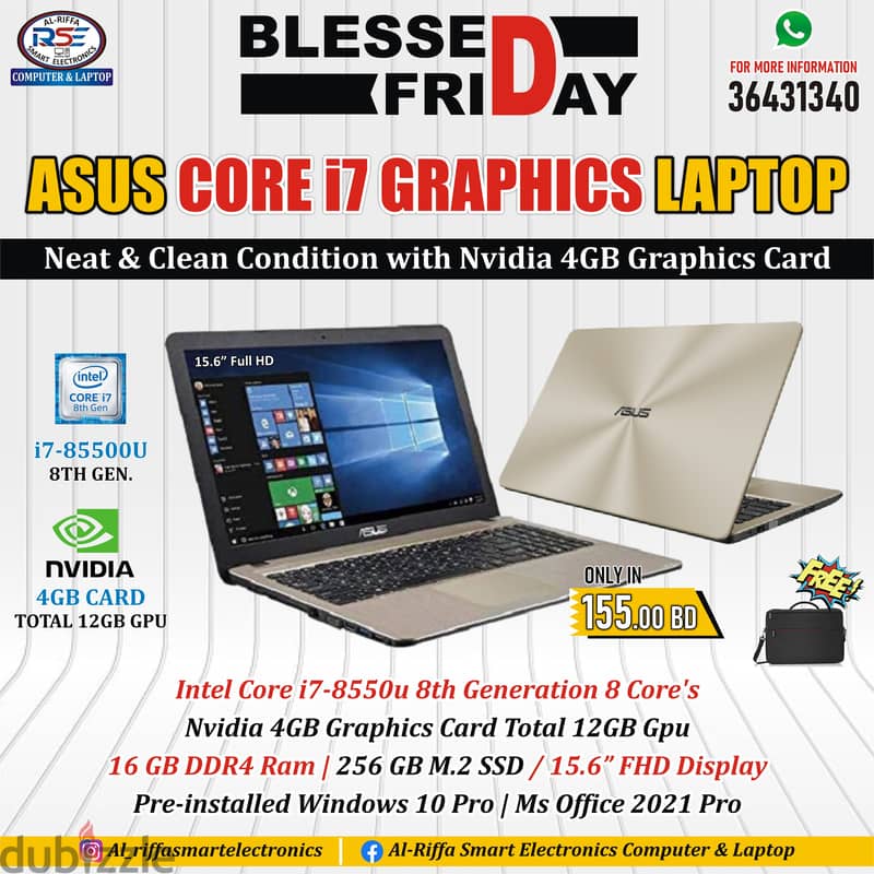 Blessed Friday ASUS VivoBook i7 8th Gen Laptop NVidia 4GB GPU 16GB RAM 0