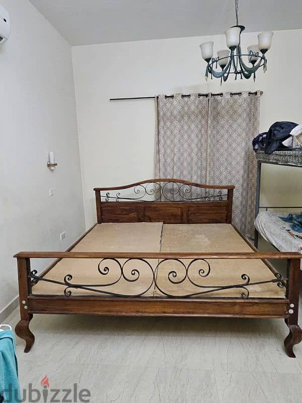 heavy duty solid wood bed with free metress 5