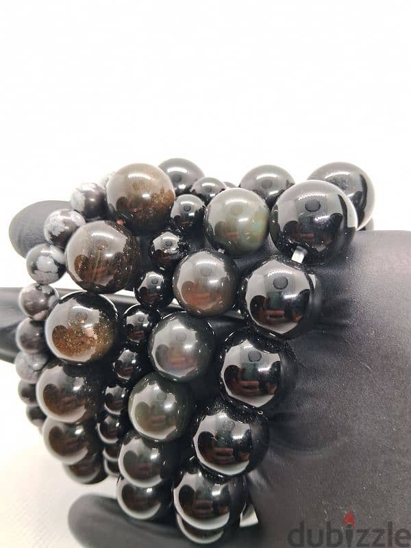 Obsidian gemstones bracelets  (All 25) احجار السبج 2