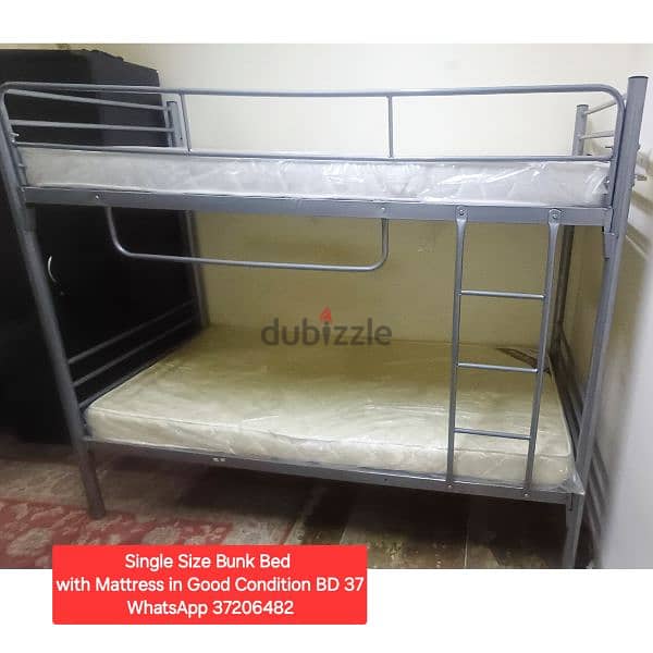 Queen size bed+mattress with 2 side tables and other items for sale 5