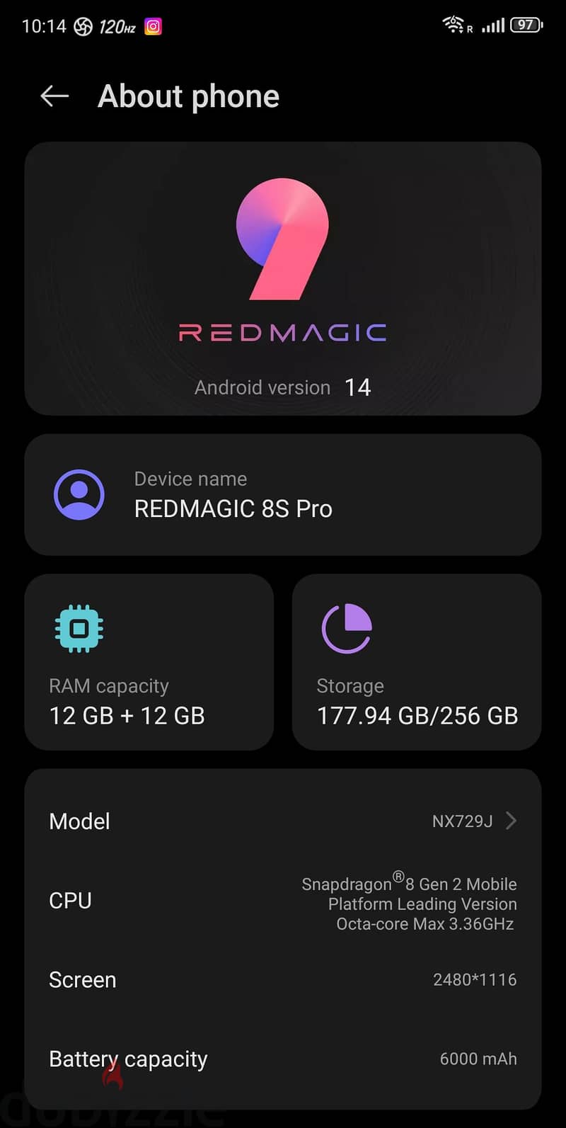 Gaming phone Redmagic 8s pro 12/256 GB 6