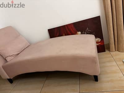 chaise long pink velvet + 2 free causion