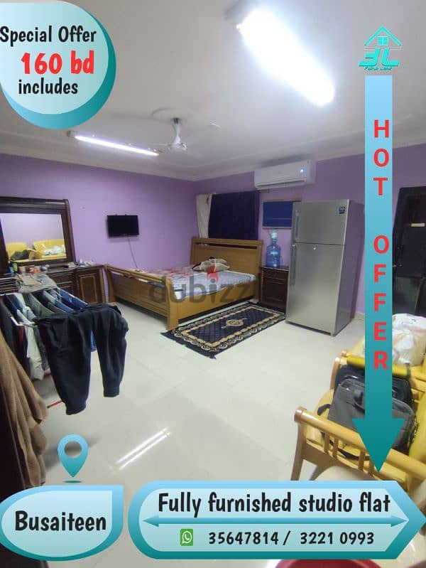 Furniture Studio flat@ Busaiteen 160 bd includes ewa 35647813 0