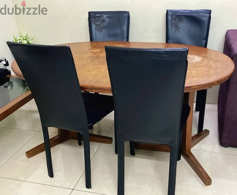 Dining table with chair and center table 0