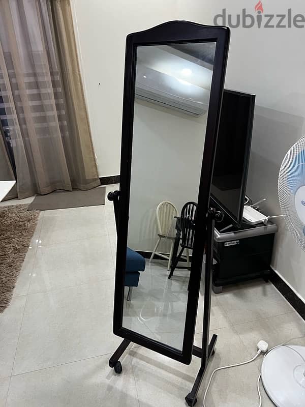 Stand alone mirror with wooden frame 0