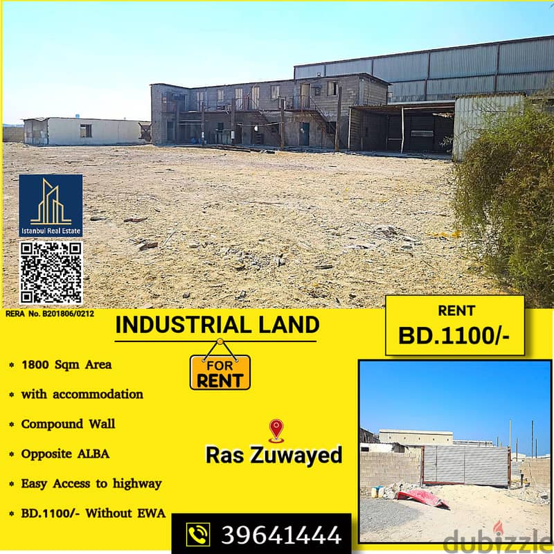 Industrial Land for rent in Ras zuwayed Oposite Alba 0.600 Fils Per 0