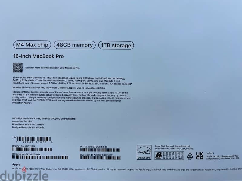 MacBook Pro 16inch M4 Max 48GB Ram 1TB English keyboard 3