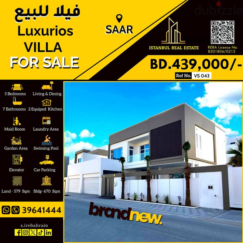 High Luxurious modern villa for Sale in Saraya-1, Saar BD. 439,000/- 0