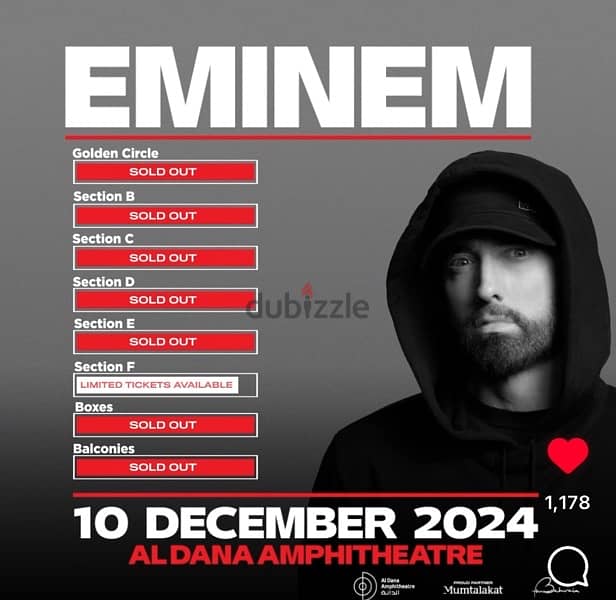 eminem golden circle Ticketتذكرة واحدة 0