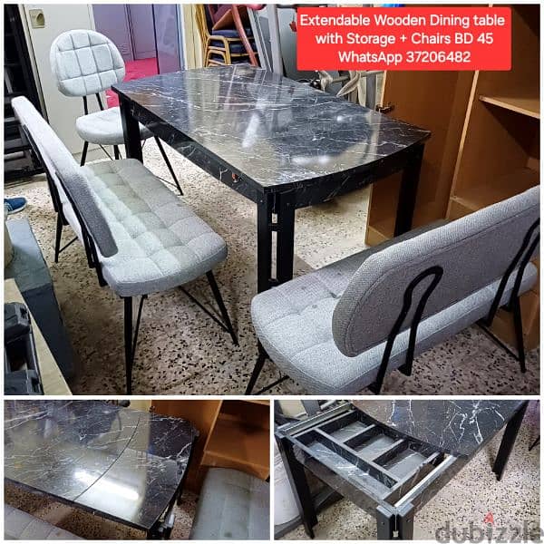 Extendable Dining table with Storage + chairs and other items for sale 0