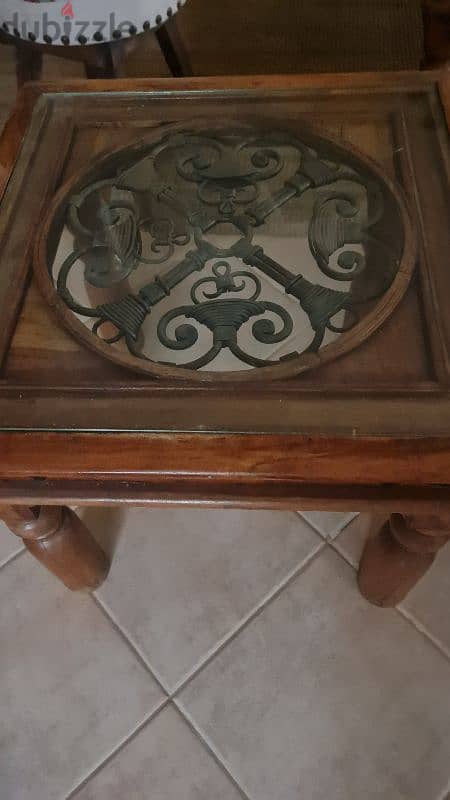 Set of wood and wrought iron tables at a bargain 2