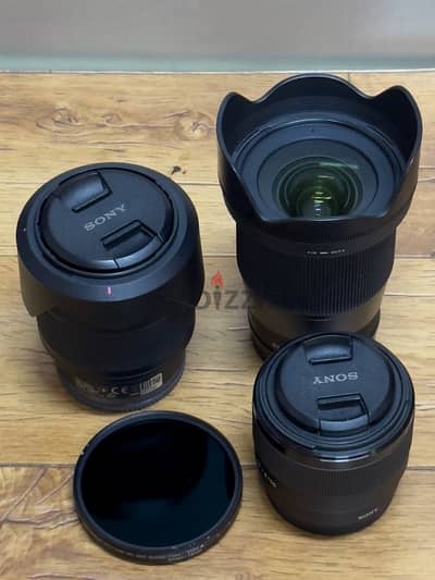 Sony lens 50mm F1.8 / 16mm F1.4 plus 10 ND filter