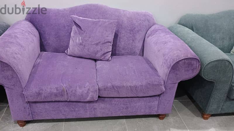 3-color sofa set with 2 single chairs, very clean 45BD 0