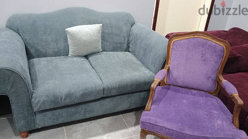 3-color sofa set with 2 single chairs, very clean 45BD 1