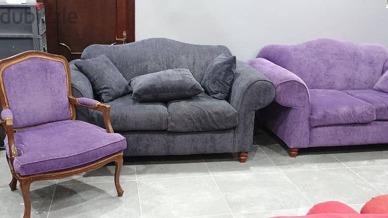 3-color sofa set with 2 single chairs, very clean 45BD 4