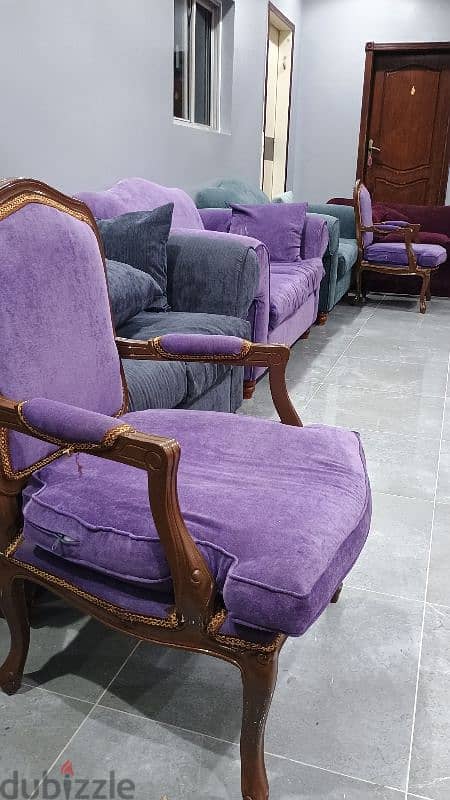 3-color sofa set with 2 single chairs, very clean 45BD 7