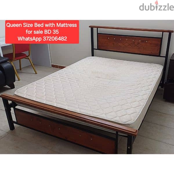 Queen size hydraulic bed with mattress and other items for sale 14