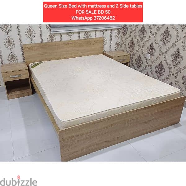 Queen size hydraulic bed with mattress and other items for sale 15