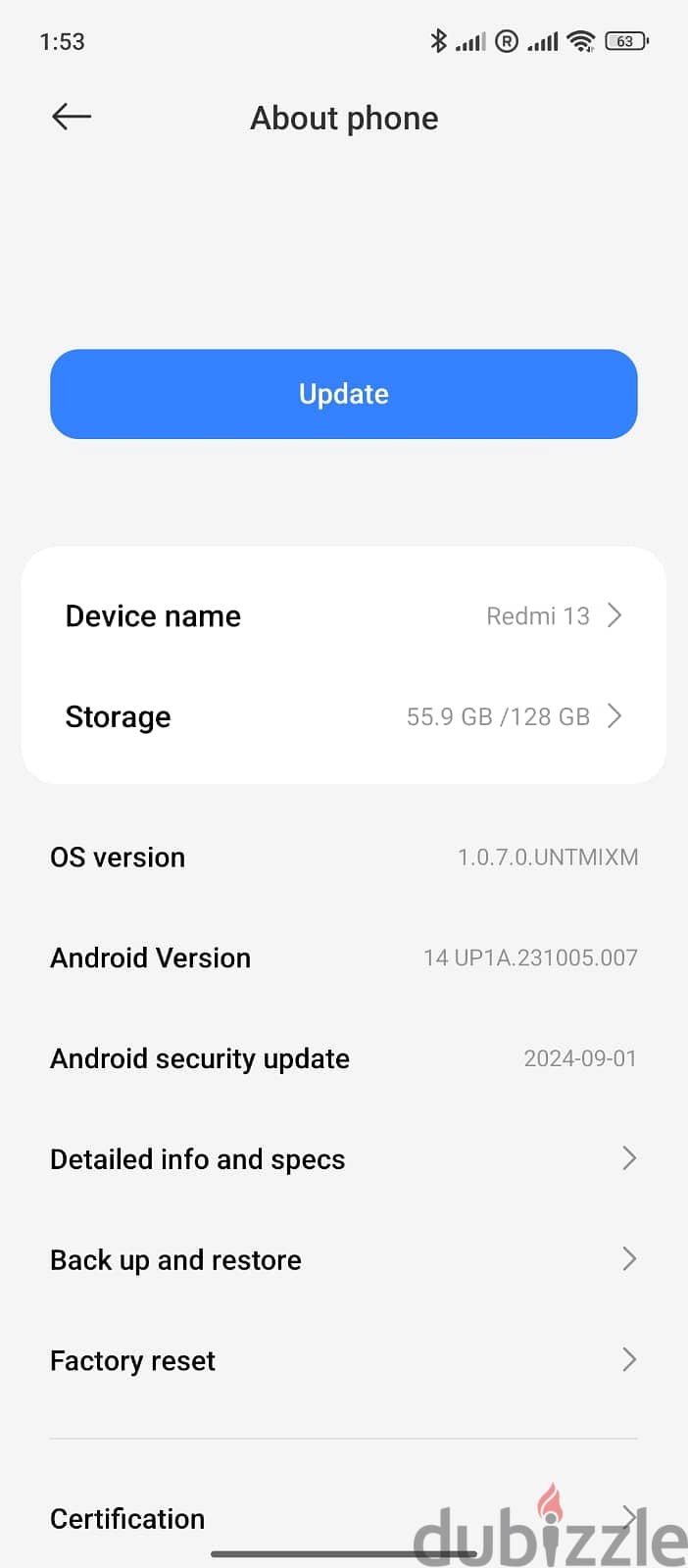 REDMI 13  128 GB 6+6GB 3