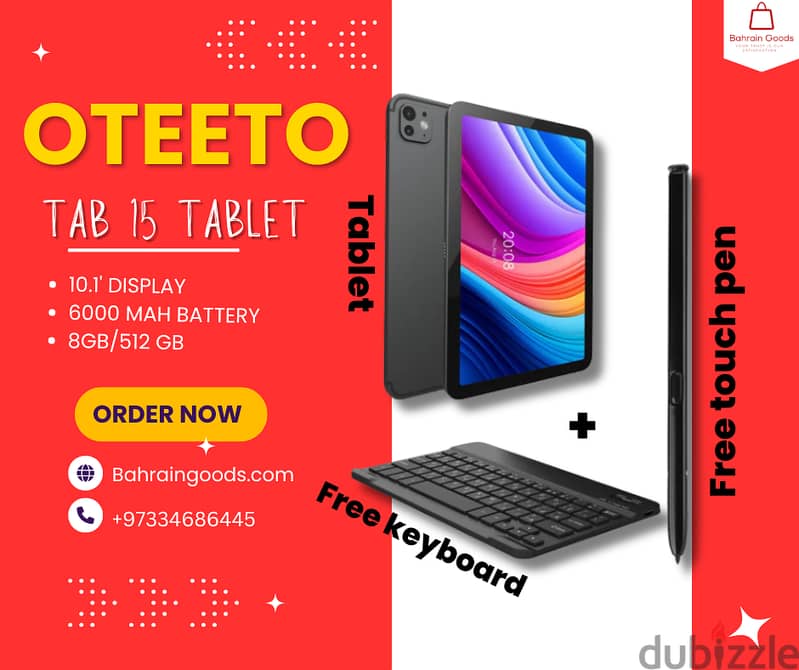 Oteeto TAB 15 Tablet With Free Keyboard+Touch Pen | 10.1 Inch | 5GSIM 0