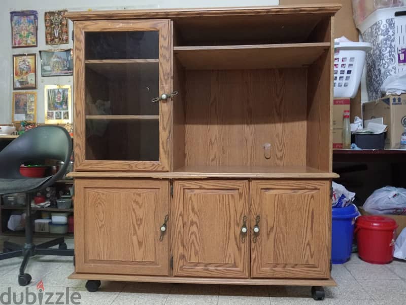 Wooden TV cabinet moveable(with wheels) with lots of storage space 2