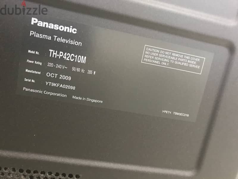 Panasonic TH-P42C10M 42" Multi-System Plasma TV 110 220 240 volts pal 2