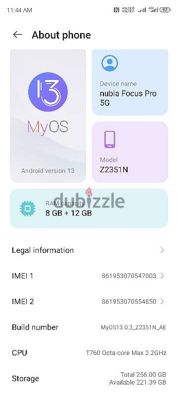for sale nubia focus pro 5g 0