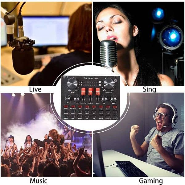 Live Sound Card,,USB Audio Interface Intelligent Volum, YouTube Live 5