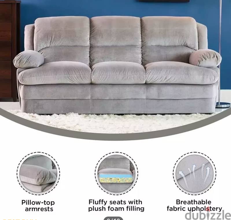 Fiona 3-Seater Fabric Sofa 1