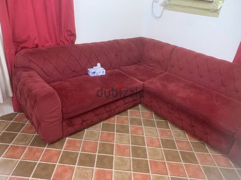 L shape 7 Seater  sofa with  curtain 0