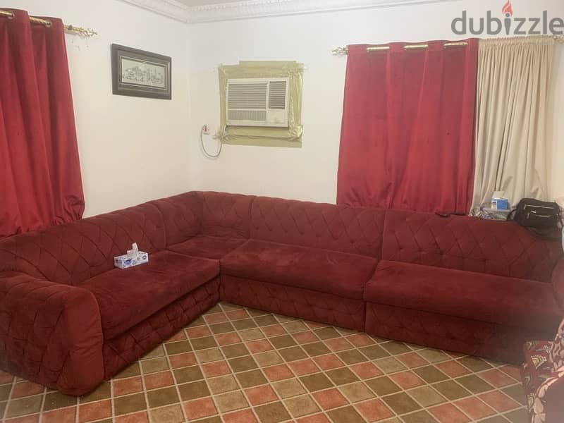 L shape 7 Seater  sofa with  curtain 1