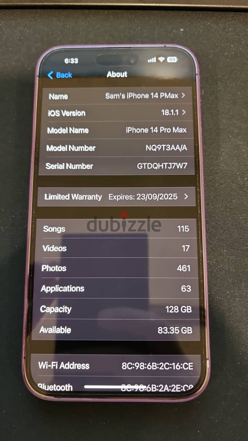 iPhone 14 Pro Max 128GB (100% Battery) Under Warranty 23/09/25 1