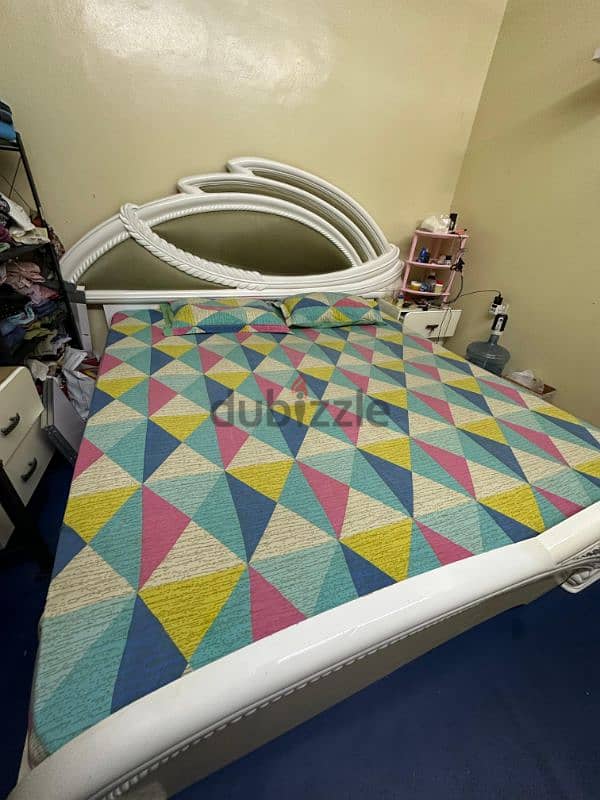 King size cot with Mattress and two side table 0