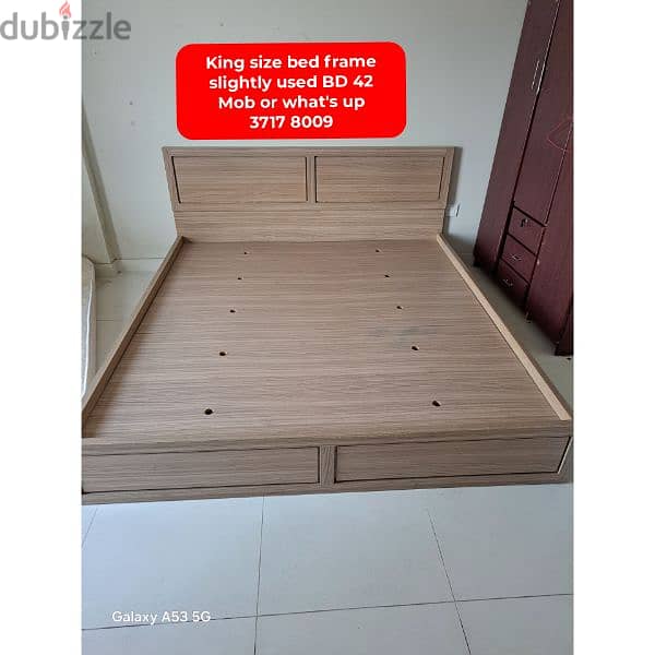 King size bed frame and other household items for sale 0