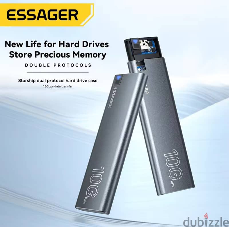 Essager M. 2 SSD Case Hard Drive Portable NVME SATA USB3.2 TypeC 10Gbps 1