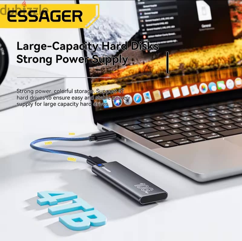 Essager M. 2 SSD Case Hard Drive Portable NVME SATA USB3.2 TypeC 10Gbps 2