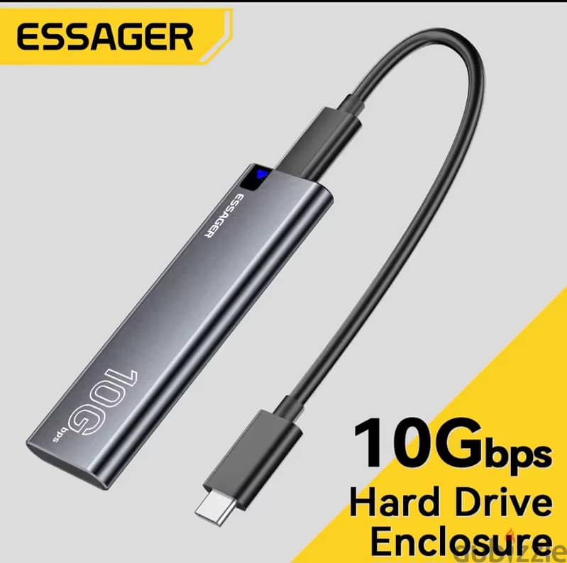 Essager M. 2 SSD Case Hard Drive Portable NVME SATA USB3.2 TypeC 10Gbps 5