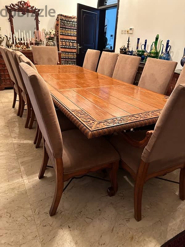 very good condition dining table with 12 chairs 2