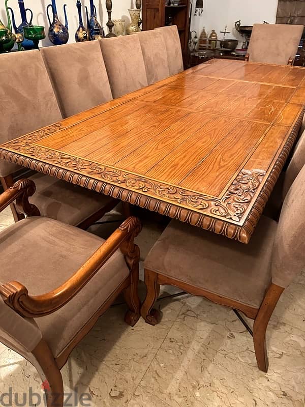 very good condition dining table with 12 chairs 3