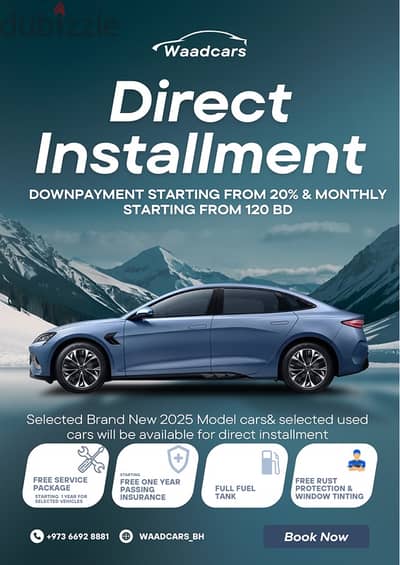 Direct installment for selected brand new cars